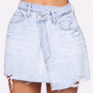 Fashion Nova Little Uneasy Asymmetric Denim Skirt